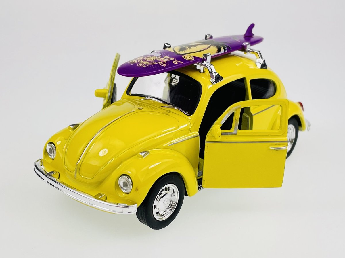 Фото - Машинка Welly Vw Volkswagen Beetle Z Deską Żółty 1:34 Samochód Nowy Metalowy Model 