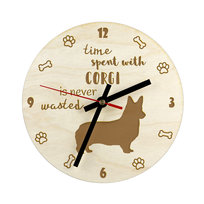 Welsh Corgi - zegar z psem, drewniany zegar z grawerem, personalizowany zegar marki Art-Dog