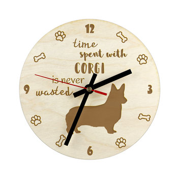 Welsh Corgi - zegar z psem, drewniany zegar z grawerem, personalizowany zegar marki Art-Dog - Inny producent