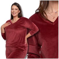 Welurowa Bluza Damska Moraj Gładka Ciepła Klasyczna Przez Głowę Wygodna 3XL