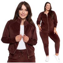 Welurowa Bluza Damska Rozpinana Moraj Gładka bez Kaptura Wygodna XL