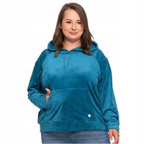 Welurowa BLUZA DAMSKA z Kapturem Przez Głowę Welur Wygodna MORAJ XXL