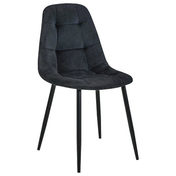 Welurowe krzesło tapicerowane pikowane SJ.1 Czarne - FABRYKA MEBLI AKORD