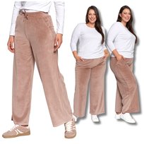 Welurowe Spodnie Damskie Wysoki Stan Szeroka Nogawka Wygodne Moraj XXL