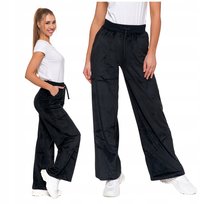 WELUROWE SPODNIE DAMSKIE Z SZEROKĄ NOGAWKĄ WYSOKI STAN KIESZENIE MORAJ XL