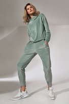 Welurowy komplet dresowy damski Figl Regular Fit bluza i spodnie z kieszeniami na co dzień - M1287, miętowy, XL FIGL