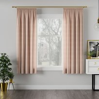 Welwetowa zasłona gotowa na taśmie Velvi, kolor jasny beżowy, 140x160 cm