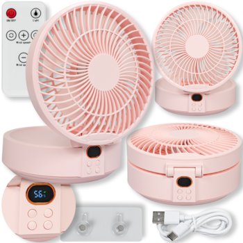 Wentylator biurkowy z oświetleniem LED akumulatorowy Heckermann WSK302 Różowy - Heckermann