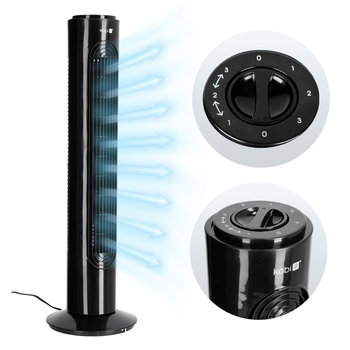 Wentylator kolumnowy NOIR 45W CZARNY stojący 3 PRĘDKOŚCI cichy obrotowy - Kobi