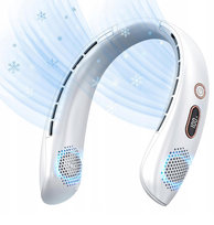 WENTYLATOR NA SZYJĘ BEZPRZEWODOWY USB 4000mAh LED 3 PRĘDKOŚCI CICHY