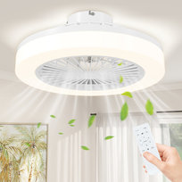 Wentylator sufitowy HOMCOM z oświetleniem i pilotem, Ø46 cm, 40 W, ściemnialna lampa sufitowa LED z wentylatorem, 6 prędkości, timer, odwracalny silnik prądu stałego, klosz akrylowy, kolor biały