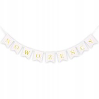 WESELNY BANER ŚLUBNY NAPIS NOWOŻEŃCY ZŁOTY DEKORACJA SALI ŚLUB IMPREZA