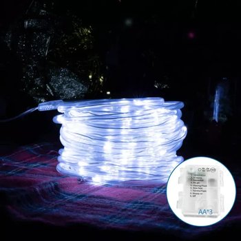 Wężyk Led 10Mb Sznur 100 Led Φ5Mm Na Baterie Białe Zimne 8 Funkcji - Aigostar