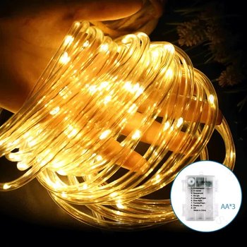 Wężyk Led Φ5Mm 15Mb Sznur 150 Led Na Baterie Białe Ciepłe 8 Funkcji - Aigostar