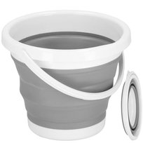 Wiaderko składane 5 L Springos uniwersalny silikonowy pojemnik szaro-biały