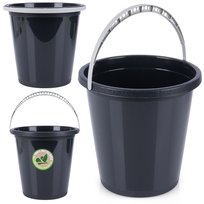 Wiadro plastikowe czarne gospodarcze wiaderko do domu ogrodu z miarką 5 l