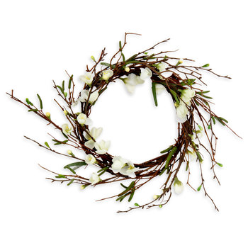 Wianek Białe Kwiaty, Spring Vibes, Drewniany, Średnica 25 cm - Empik