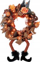Wianek na drzwi Halloween LED z 50 diodami 28x18 cali