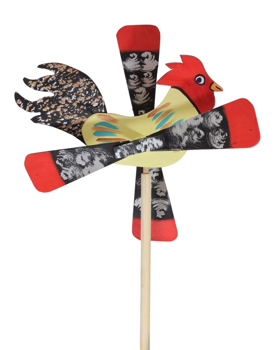 PEEWIT Peewit Wiatrak Drewniany Ptak Strach Ogrodowy Odstraszacz Krety Kogut Zółty Jasny