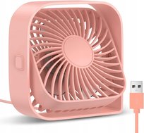 Wiatrak USB Cichy mini wentylator biurkowy chłodzenie TOPK K50 różowy