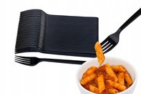 Widelce czarne plastikowe sztućce premium grube 50szt wielokrotnego użytku