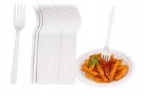 Widelce widelec wielorazowy plastikowy biały 50szt premium mocne grube
