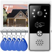 WIDEODOMOFON PRZEWODOWY VIDEO DOMOFON ZESTAW CZYTNIK RFID FURTKA BRAMA 7''