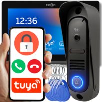 WIDEODOMOFON WIFI TUYA PRZEWODOWY VIDEO DOMOFON ZESTAW CZYTNIK RFID FURTKA
