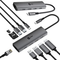 Więcej Portów i Ładowanie 100W Jednym Kablem 2 monitory Gigabyte HUB USB-C