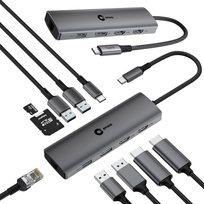 Więcej Portów i Ładowanie Jednym Kablem 2 monitory HUB USB-C 100W Hyperbook