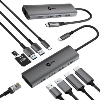 Więcej Portów i Ładowanie Jednym Kablem 2 monitory HUB USB-C 100W Hyperbook - Inny producent