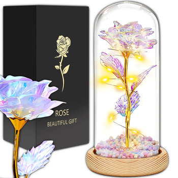 Wieczna róża w szkle ŚWIECĄCA LED na prezent NA WALENTYNKI urodziny ROS-E1 - LOGIT