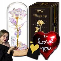 Wieczna Róża W Szkle Świecąca Led Prezent Dla Babci Na Urodziny, Imieniny