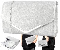 Wieczorowa Srebrna Torebka Kopertówka Wizytowa