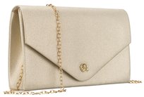 Wieczorowa torebka damska ROVICKY klasyczna kopertówka na łańcuszku skóra ekologiczna mała elegancka wizytowa do ręki lub na ramię złota