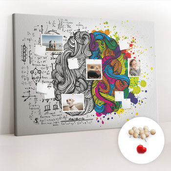 Wielka Tablica Korkowa 100x140 cm z grafiką - Abstrakcja mózg + Drewniane Pinezki - Coloray