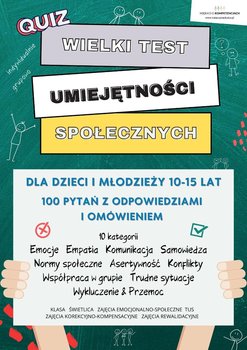 Wielki test umiejętności społecznych dla dzieci i młodzieży. Pomoc edukacyjna do druku - Katarzyna Skoczylas-Płuska