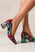 Wielokolorowe Czółenka Skórzane Damskie Na Szerokim Klocku Wzór Wężowy Produkt Polski Casu 2801-36