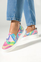 Wielokolorowe półbuty skórzane damskie slip on na platformie PRODUKT POLSKI Casu 2814-730-40