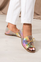 Wielokolorowe Sandały Skórzane Damskie Holograficzne Zabudowane Z Kokardą Produkt Polski Casu 2660-092-41