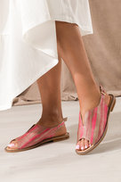 Wielokolorowe Sandały Skórzane Damskie Zabudowane Na Ozdobnej Płaskiej Podeszwie Z Cyrkoniami Produkt Polski Casu 01088-2198-40