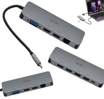 Wieloportowa profesjonalna stacja dokująca USB-C dual HDMI HUB z zasilaniem