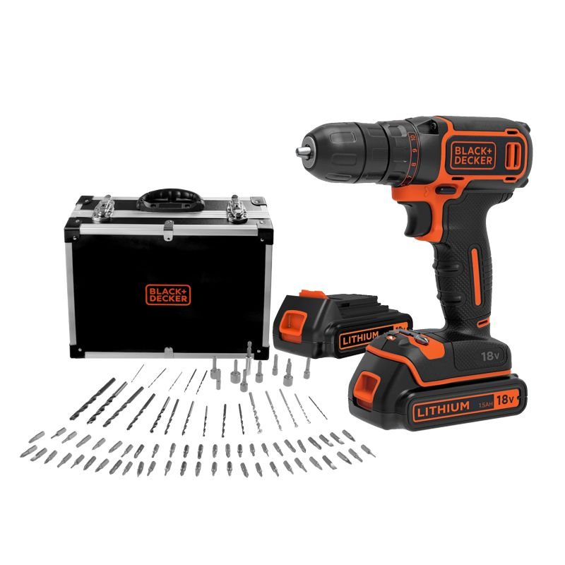 Wiertarko-wkrętarka BLACK&DECKER, zestaw akcesoriów w walizce