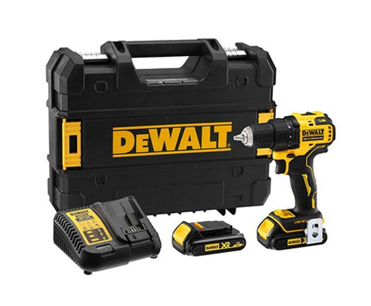 Wiertarko-wkrętarka DEWALT, 18V, 2x1,5 Ah, 65Nm