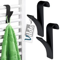 Wieszak kaloryferowy DOMAX HD001, 2 szt. - czarny uchwyt na grzejnik drzwi ręczniki łazienka bez wiercenia oszczędność miejsca