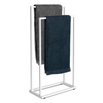 Wieszak Na Ręczniki Stojak Łazienkowy Skandynawski Metalowy Biały 2 Ramiona Gesi - LoftInspired