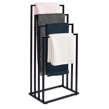Wieszak Stojący Na Ręczniki Łazienkowe Czarny Stojak Łazienkowy Loft Metal Neli - LoftInspired
