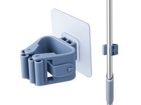 Wieszak uchwyt na mop miotłę grabie narzędzia organizer samoprzylepny  stalowy błękitny