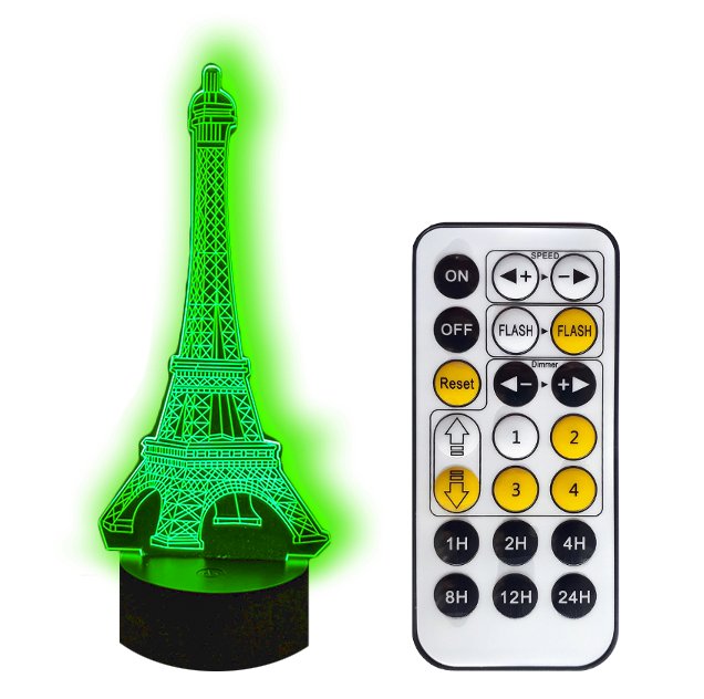 Zdjęcia - Lampa stołowa Wieża Eiffla Paryż - Lampka Nocna 3D Led Usb + Pilot Rgb
