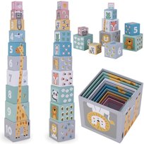 Wieża Piramida Układanka Dla Dzieci Zwierzęta i Cyfry 10 el. MAMABRUM